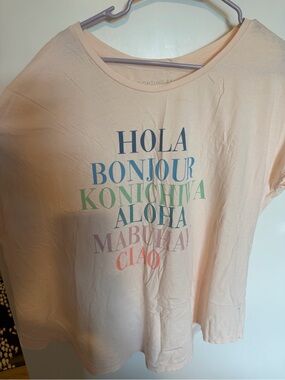 Fighting Eel Women’s Graphic Tee – Light Peach Multicolor Greetings